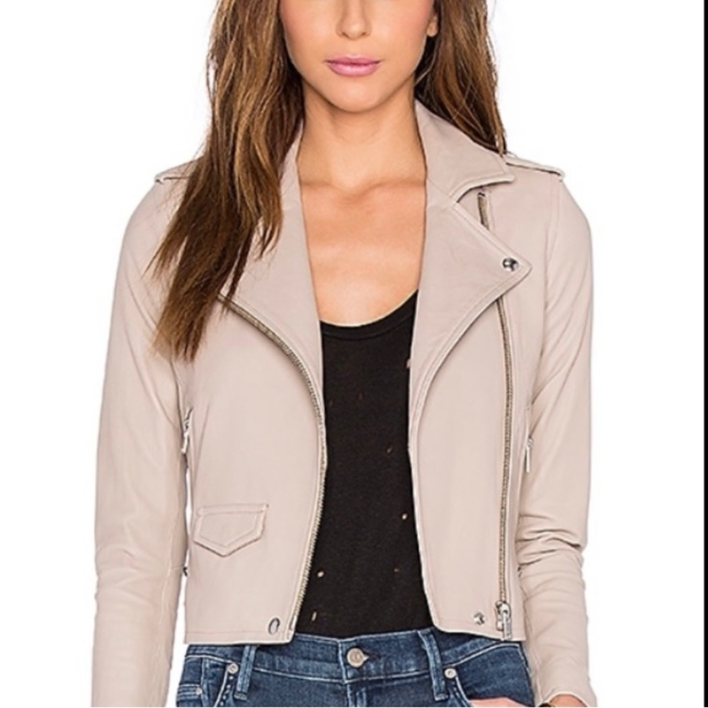 Cropped leather IRO jacket in cream